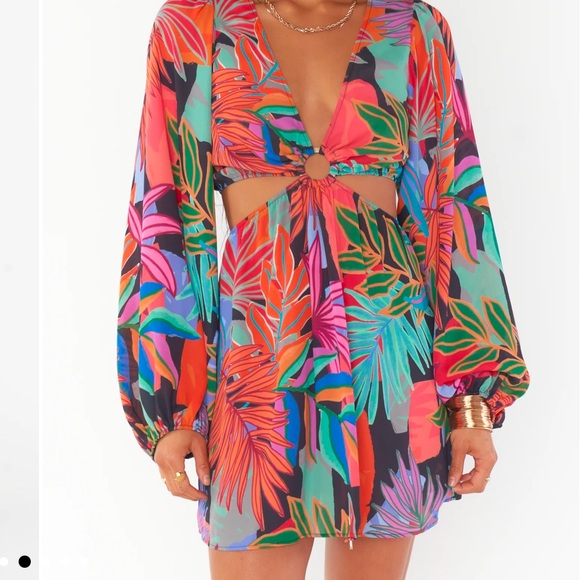 Show Me Your MUMU Go Out Cut Out Mini Dress - Color Tropical Paradise - Size L - Picture 4 of 12